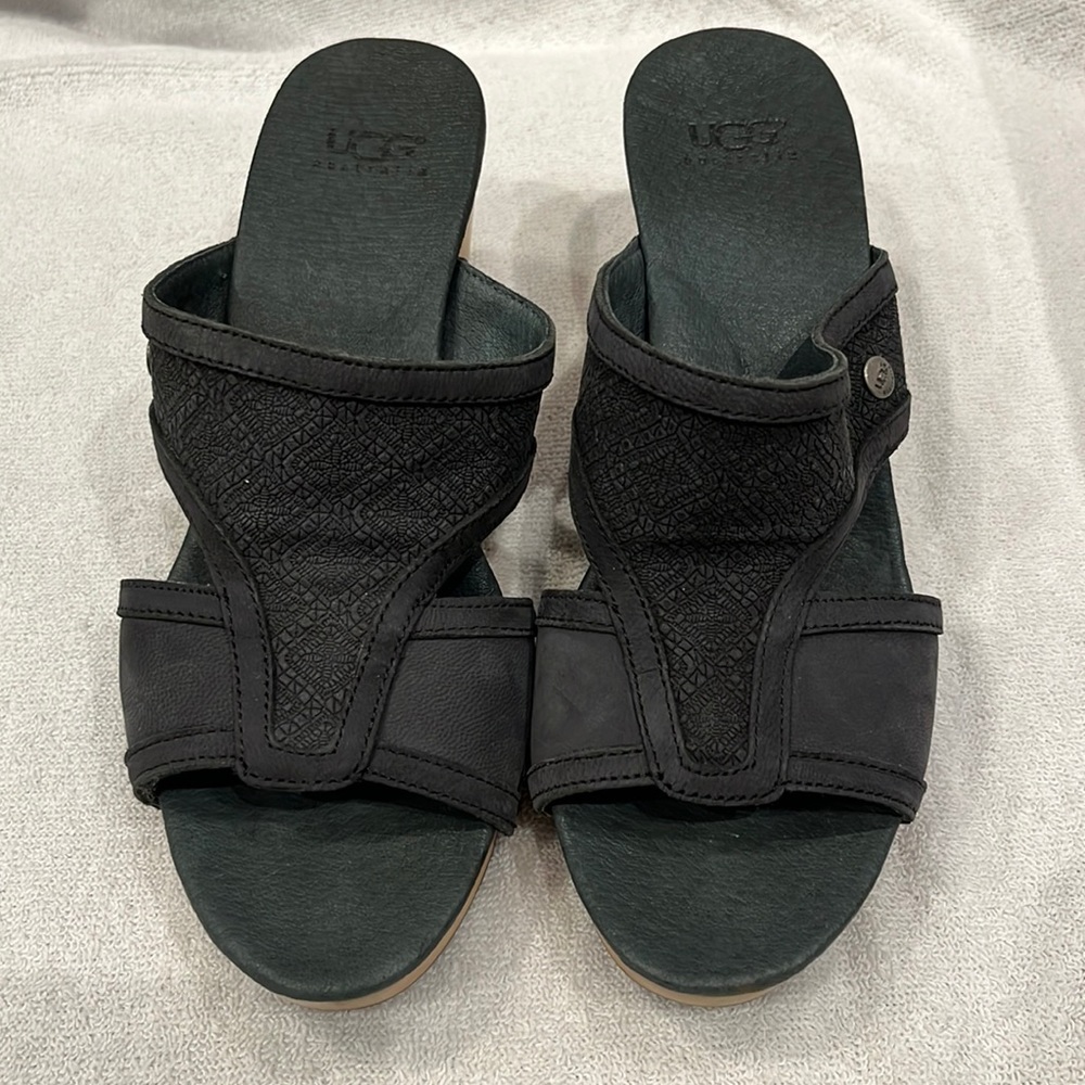 UGG Australia Leather Navy Blue Heels Size 7